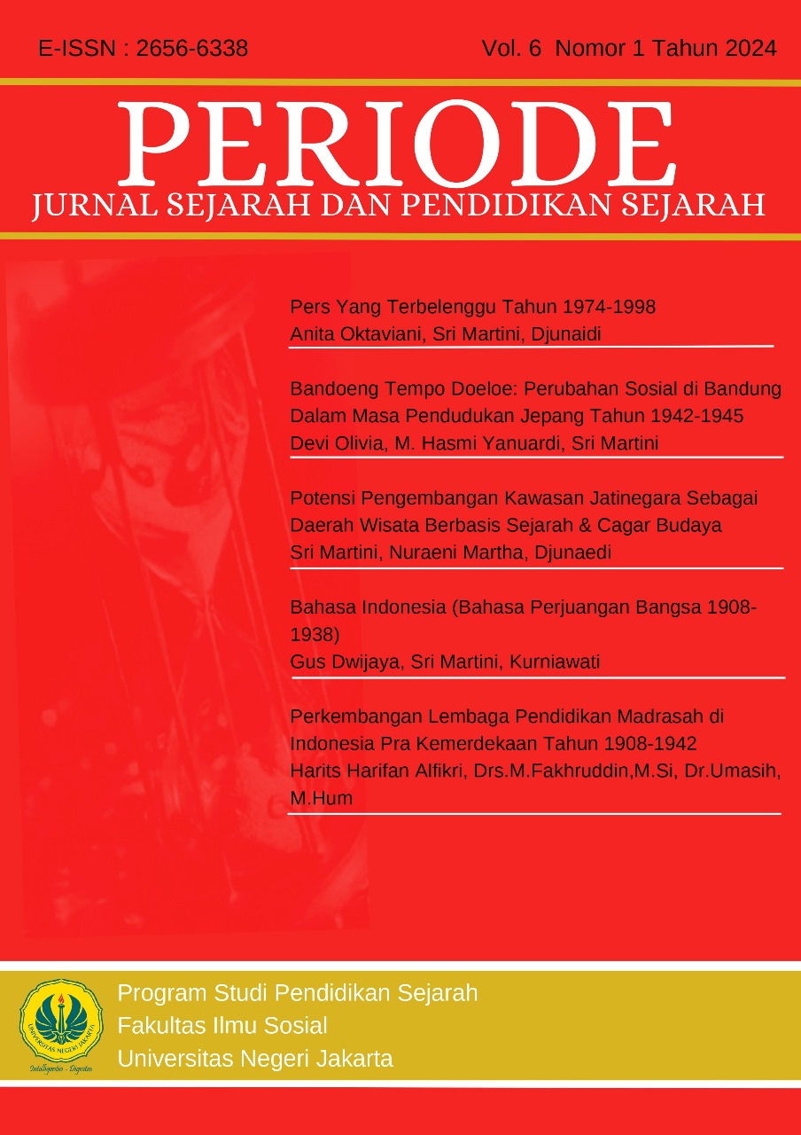 					View Vol. 6 No. 1 (2024): PERIODE : Jurnal Sejarah dan Pendidikan Sejarah
				