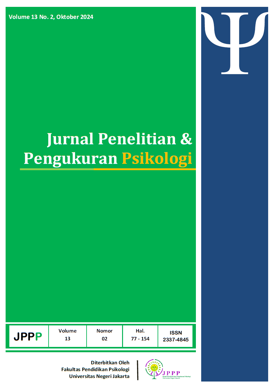 					View Vol. 13 No. 2 (2024): Jurnal Penelitian dan Pengukuran Psikologi Vol 13 No 2 Oktober 2024
				