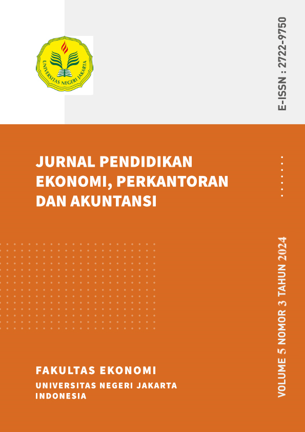 					View Vol. 5 No. 3 (2024): Jurnal Pendidikan Ekonomi, Perkantoran, dan Akuntansi (Forthcoming Issues)
				