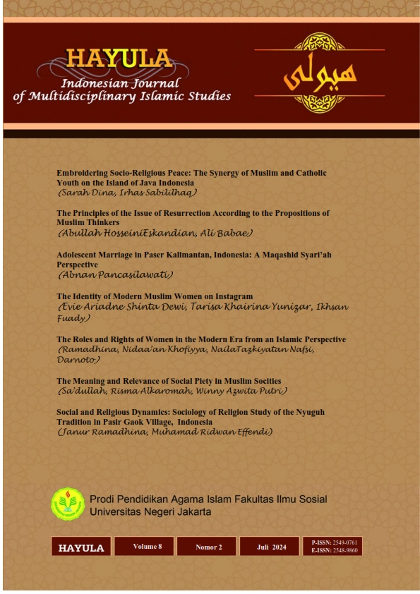 					View Vol. 8 No. 2 (2024): Hayula: Indonesian Journal of Multidisciplinary Islamic Studies
				