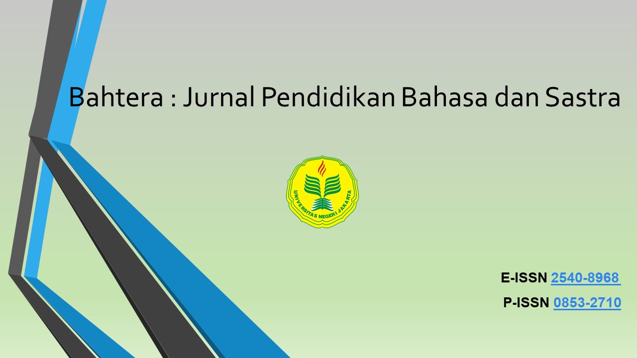 					View Vol. 24 No. 1 (2025): BAHTERA: Jurnal Pendidikan Bahasa dan Sastra, Volume 24 Nomor 1 Januari 2025
				